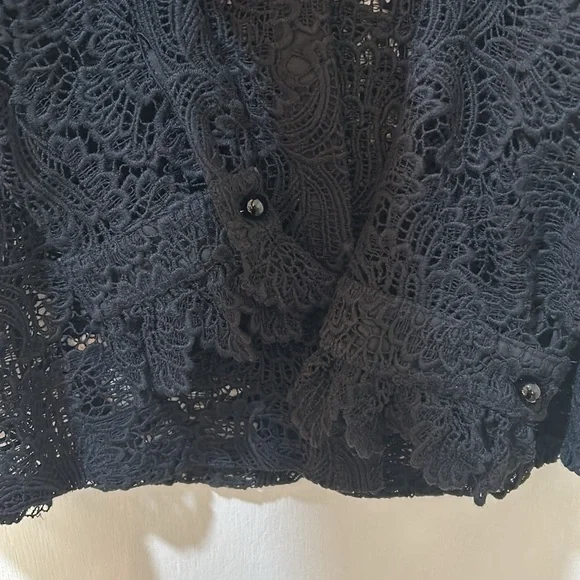 SOFT SURROUNDING LACE CROCHET TOP BLOUSE WOMEN SIZE S BLACK TWO PIECES - Picture 6 of 11